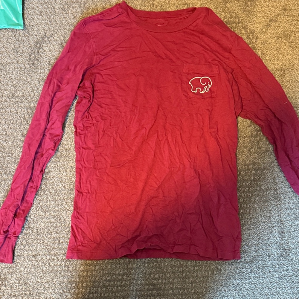 Ivory Ella Women's Red Long Sleeve Tee with Elephant Logo
